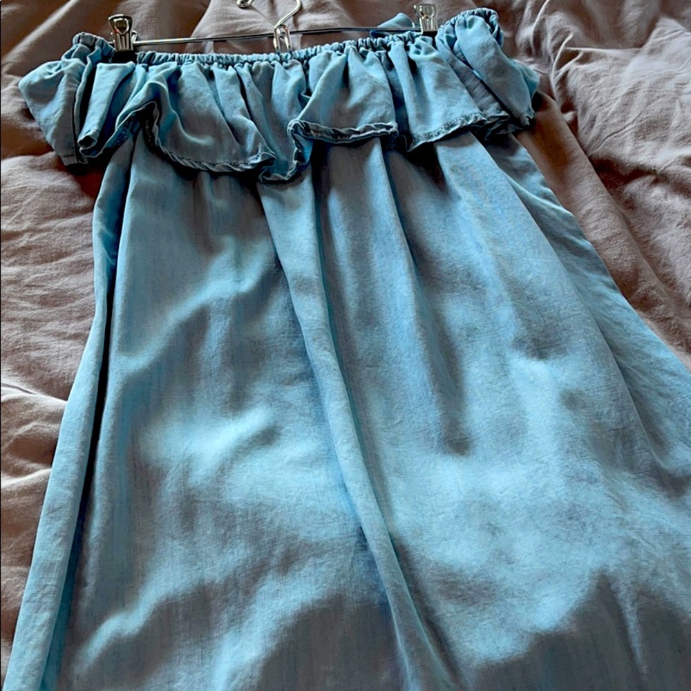 Chambray off the shoulder dress